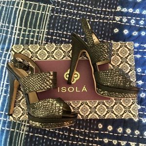 Gunmetal snake sexy strappy boot heels